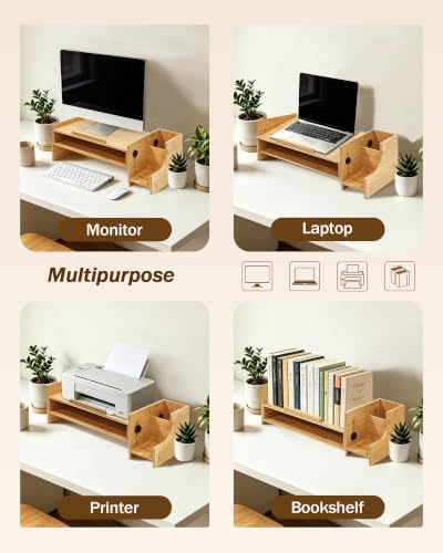MyPlace Bamboo Monitor Stand Riser with Adjustable Height and Angle
