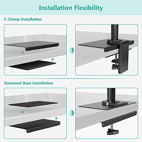 WALI Monitor Mount Reinforcement Plate for Thin, Glass, and Other Fragile Table Tops, with Most Monitor Bracket Grommet C Clamp Installation (CGRP-B), Black