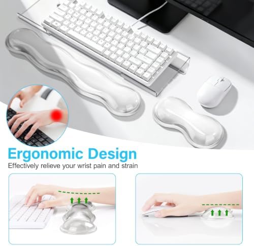 MOSISO Gel Wrist Rests for Keyboard and Mouse, Transparent
