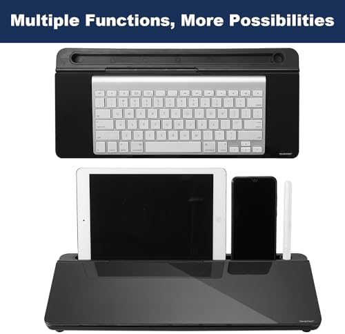TSJ OFFICE Desktop Whiteboard Dry-Erase-Board - Computer Keyboard Stand White Board Surface Pad with Drawer, Desk Organizers with Accessories for Office, Home, School Supplies - Complete Black