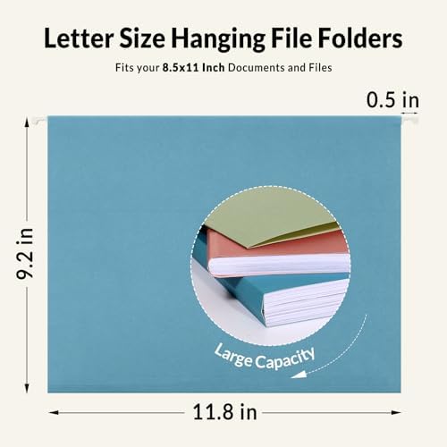 SUNEE Hanging File Folders Retro Colors, 25 Pack Letter Size File Folders with 1/5-cut Tabs, Stay Organized for Your Home and Office Bulk File and Documents