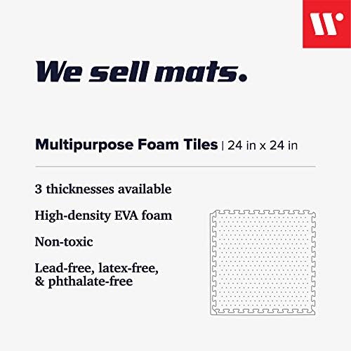 We Sell Mats 3/8" Thick Multipurpose EVA Foam Exercise Floor Mat, Interlocking Tiles, Anti-Fatigue for Home or Gym