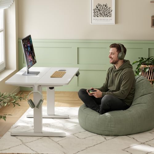 35" Low Height Adjustable Desk, Electric Center Table, White