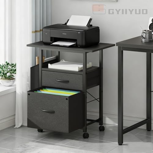 GYIIYUO 2 Drawer File Cabinet 24''W, Mobile Filing Cabinet, Printer Stand