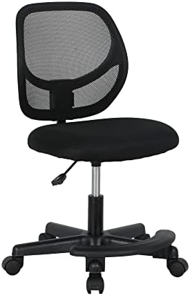 Amazon Basics Kids Adjustable Height Mesh Low-Back Swivel Desk Chair with Footrest, Rolling Chair with Casters for Smooth Mobility, Black