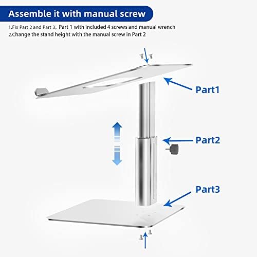 BESIGN LSX6N Laptop Stand, Ergonomic Adjustable Notebook Riser, Computer Holder, Laptop Mount Compatible with 10-15.6" Laptops, Silver