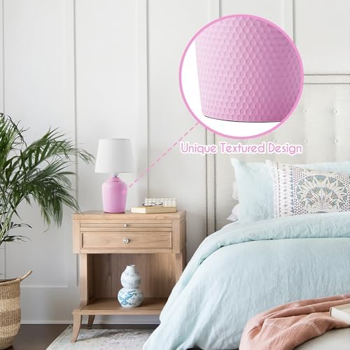 11.8’’ Small Table Lamps Set of 2 for Bedroom Kid’s Room, White & Pink
