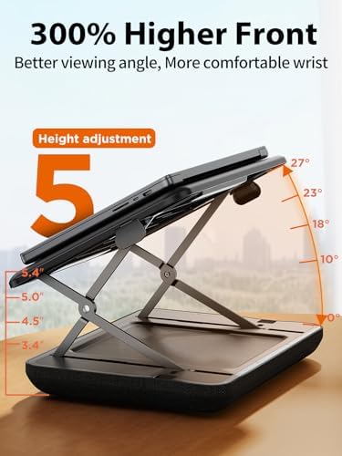 SAIJI Height & Tilt Adjustable Lap Desk, Portable Laptop Stand for Bed