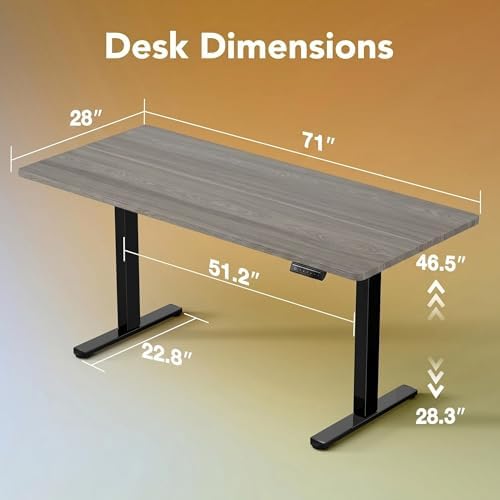HUANUO 71x30 Inch Electric Standing Desk, Height Adjustable, Walnut