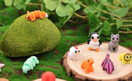 25 pcs 3D Printed Animal Figurines, Mini Articulated Animal Figurines Toys