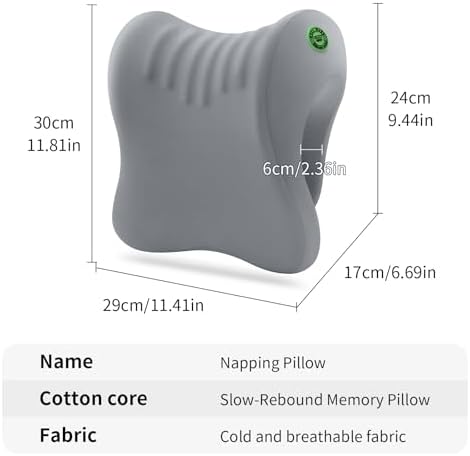 Ergonomic Office Chair Headrest, Adjustable Neck Support Pillow with Removable Washable Cover, Universal Head Rest Attachment for Office Chairs, Wheelchairs, Desk Chair Napping (Gray)