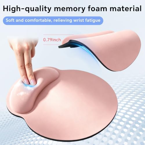 Ergonomic Mouse Pad with Wrist Rest, Lycra Surface, Pink