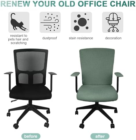 Tatuo 3 Pcs Computer Office Chair Armrest Cover, L, Waffle, Green
