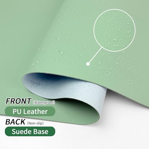 Desk Mat Set， Wrist Rest for Computer Keyboard, 3-in-1 Large Mouse Pad and Keyboard Wrist Rest Set, Non-Slip Desk Mat Protector for Office, Home(27.5×13.8 Inches, Lake Green)