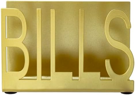 MyGift Gold Metal Mail Sorter, Desktop Bills Letter Holder Organizer