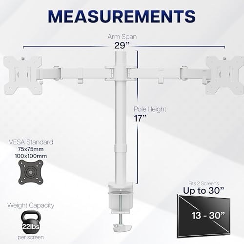VIVO Dual Monitor Desk Mount for 13 to 30 inch Screens, STAND-V002W