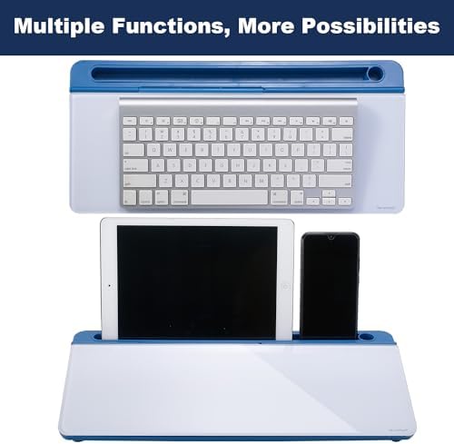 TSJ OFFICE Desktop Whiteboard Dry-Erase-Board - Computer Keyboard Stand White Board Surface Pad with Drawer, Desk Organizers with Accessories for Office, Home, School Supplies - Blue
