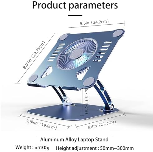 Laptop Cooler Cooling Pad Stand - Slim Ergonimic Laptop Stand for Desk, 3 Speed Cooling Fan Adjustable Height Laptop Cooling Stand for MacBook 11-15.6 Inch, Blue & Gray