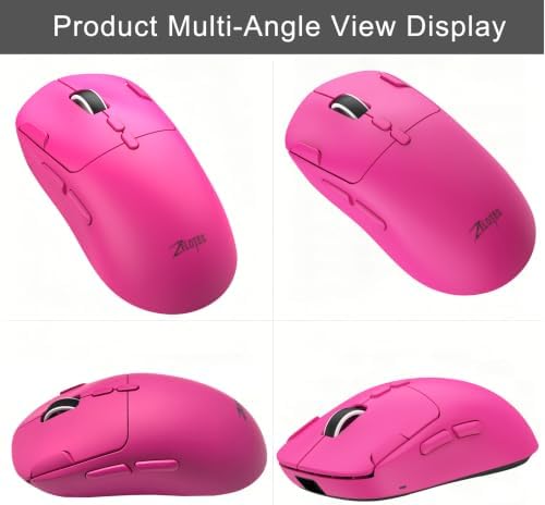 zelotes Gaming Wireless Mouse, Bluetooth Rechargeable with 9 Programmable Buttons,Ultra-Light 60g, 24,000 DPI, BT/USB 2.4G / Type-C, Ergonomic Optical Mouse for Laptop, PC,Office and Gamers (Pink)