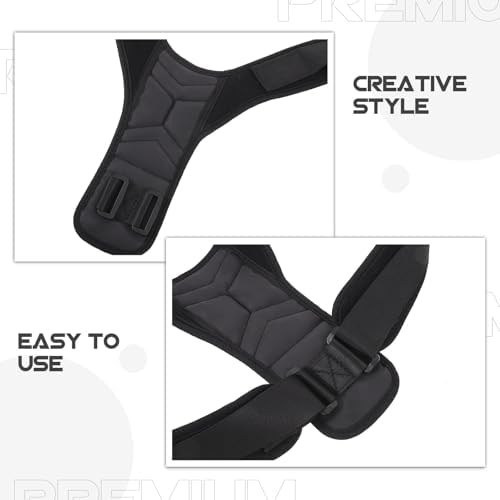 Adjustable Back Posture Belt for Upper Support, Lightweight Black