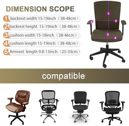 Tallew 4 Pcs Office Chair Covers Stretch Seat Armrest, Brown