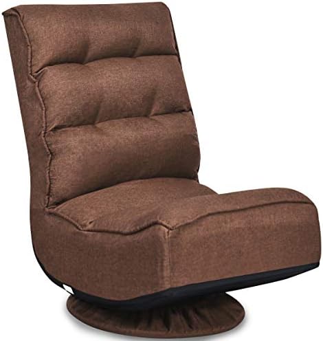 Giantex 360 Degree Swivel Floor Chair, Folding Floor Gaming Chair with 6 Positions Adjustable, Lazy Sofa Lounge Chair w/Tufted Back Support, Video Gaming Chair for Reading TV Watching (Brown)