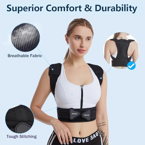 Professional Posture Corrector for Men & Women, Maximum Support Back Brace, Adjustable & Rigid for Upper Back Pain, Shoulder Relief, Spine Alignment, Stops Slouching, Extra Large(39-50 in)