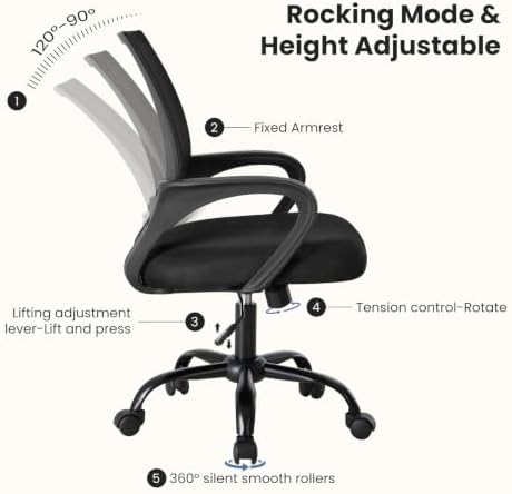 DUMOS Ergonomic Office Chair, Mid-Back Executive Desk Chair 2 Pack