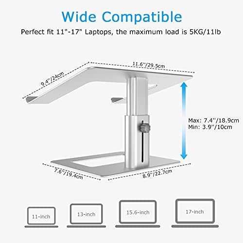 BoYata Laptop Stand, Height Adjustable Laptop Riser for 11-17" Laptops
