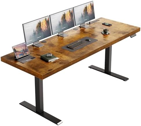 OffiGo 71" Executive Electric Standing Desk Height Adjustable, Rustic Brown
