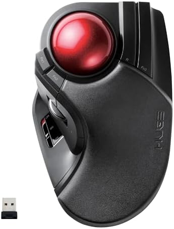 ELECOM Huge Trackball Mouse, 2.4GHz Wireless, Index Finger Control