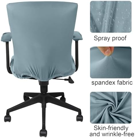Tallew 4 Pcs Office Chair Covers Set Computer Universal Protective Stretchable Chair Seat Covers Desk Armrest Cover Slipcovers Pads Office Cushion Backrest for Rotating(Regular,Smoke Gray)
