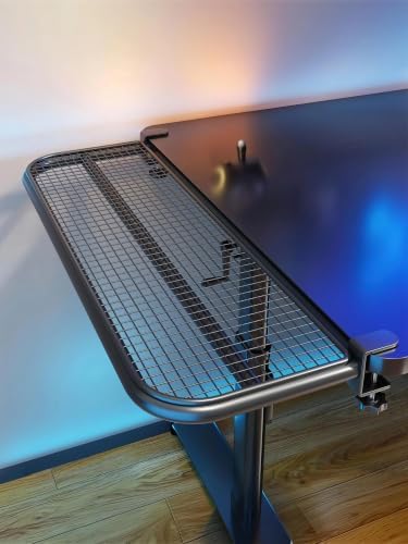 Desk Extender Tray, 23.6" x 9.8" Clamp On Desk Shelf Metal Desk Extension