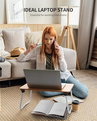 Ruxury Foldable Lap Desk Laptop Stand Bed Desk Table Tray, Breakfast Serving Tray, Portable & Lightweight Mini Table, Lap Tablet Desk for Sofa Couch Floor - Wood