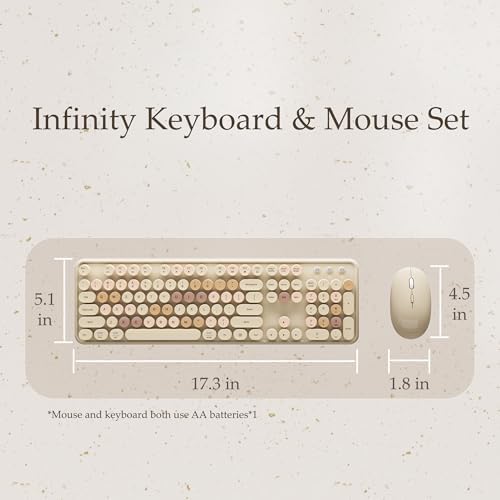Colorful Wireless Keyboard and Mouse Combo Milk Tea Colorful