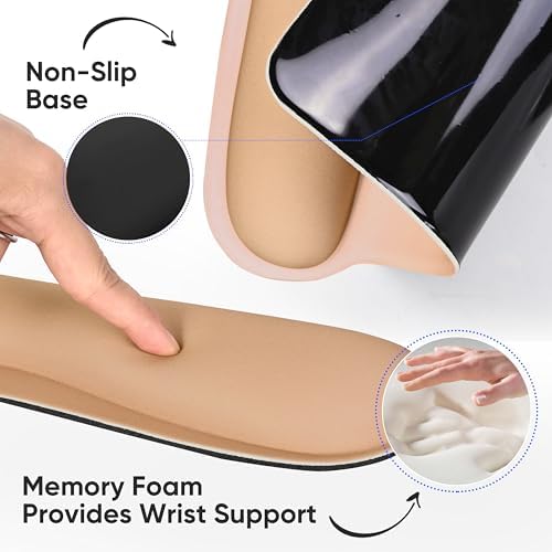 RICHEN Mouse Pad and Keyboard Wrist Rest, 3-in-1 Computer Mousepad and Coaster Set, Non-Slip Keyboard Wrist Rest and Mouse Pad Set Ergonomic Design (Gradient Brown)