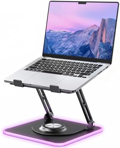 360°Rotating Laptop Stand with RGB Lights, Fits 10-16"Laptops MacBooks