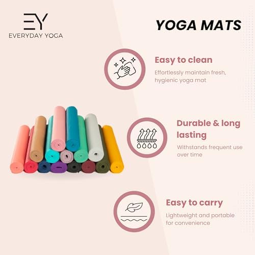 Everyday Yoga Deluxe Mat, Spacious 72"x24" Non-Slip, 3-5mm Extra Thick