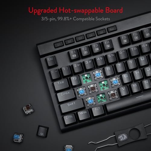 Redragon K580 Wired RGB Mechanical Gaming Keyboard, Macro Key & Media Wheel