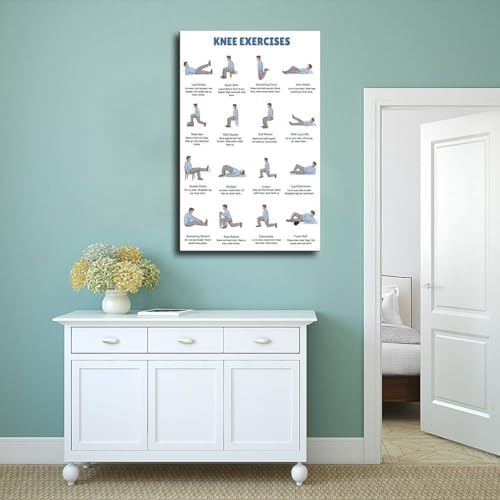 Knee Exercises Chart Exercise Charts Senior Workout Routines Home Workout Plan Knee Friendly Exercises Canvas Poster Bedroom Decor Room Decor Frame 20x30inch