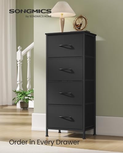 SONGMICS Dresser for Bedroom, Tall Dresser with 4 Fabric Drawers
