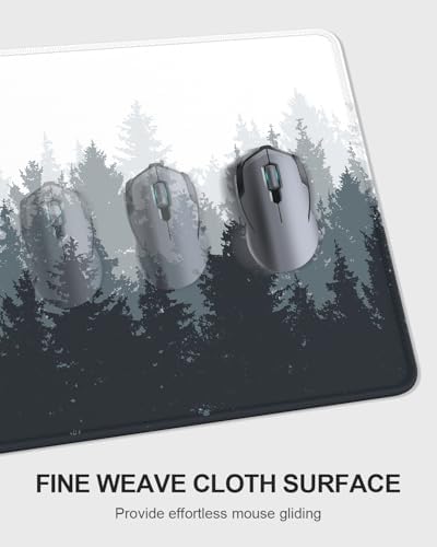 Auhoahsil Large Mouse Pad with Wrist Rests for Keyboard & Mouse, Thick Soft Ergonomic Memory Foam Wrist Supports, Big & Long Desk Mat 35.5 x 15.7 in, for Office Gaming Computer, Misty Forest