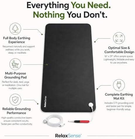 Grounding Mat for Feet, Desk & Bed, Foldable Earthing Mat