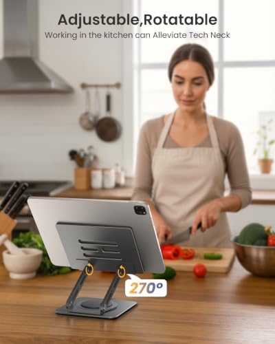 LOXP Heavy-Duty Base for iPad Stand, Adjustable Portable Monitor Stand Gray