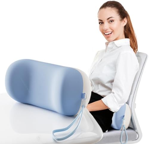 BackFix Fashion Colors Portable Lumbar Pillow. Cool Colors All Purpose Memory Foam Lumbar & Cervical Support for Lower Back and Neck Pain Relief. Silky Soft Spandex Blend Cover, Pink