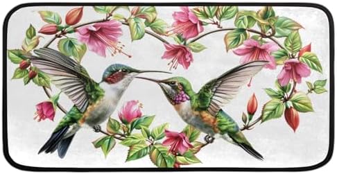 Kitchen Mats, Heart Hummingbird Kitchen Rugs, Cushioned Anti Fatigue Kitchen Mats, Non-Slip Standing Desk Mat, Absorbent Kitchen Rug for Floor, Kitchen, Office, Sink, 20"×39"