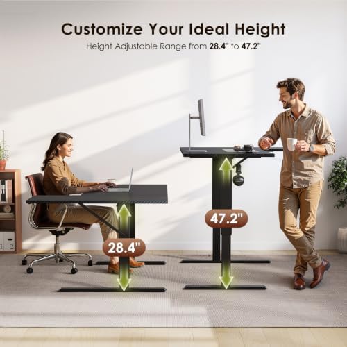 OffiGo 71" Reversible L Shaped Electric Standing Desk, Carbon Fiber Black