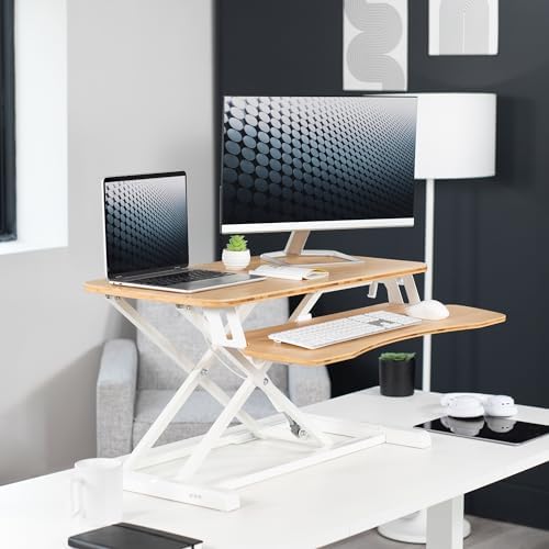 VIVO Real Bamboo 32 inch Standing Desk Converter, DESK-V000KO