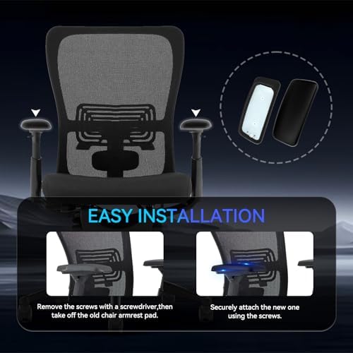 Arm Pads Caps for Haworth Zody Office Chair（Black）