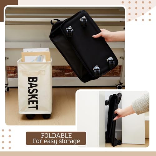 AceOrbit 2 Pack Under Desk Rolling Storage Baskets with Wheels, Foldable
